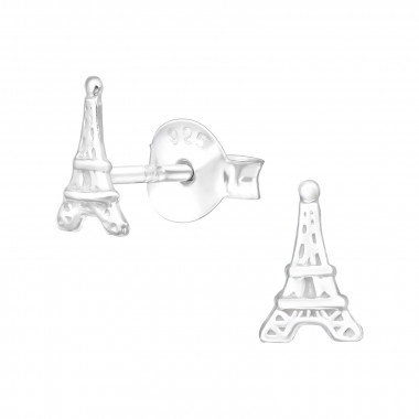 Eiffel - 925 Sterling Silver Simple Stud Earrings SD41167