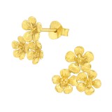 Flower - 925 Sterling Silver Simple Stud Earrings SD41170