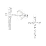 Cross - 925 Sterling Silver Simple Stud Earrings SD41298