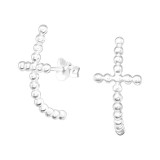 Cross - 925 Sterling Silver Simple Stud Earrings SD41373