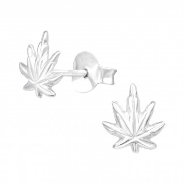 Weed - 925 Sterling Silver Simple Stud Earrings SD41523