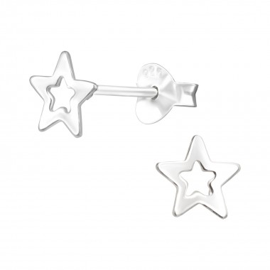 Star - 925 Sterling Silver Simple Stud Earrings SD41634