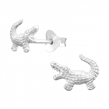 Crocodile - 925 Sterling Silver Simple Stud Earrings SD41864