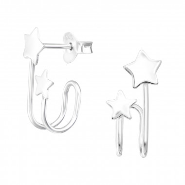 Stars - 925 Sterling Silver Simple Stud Earrings SD42041