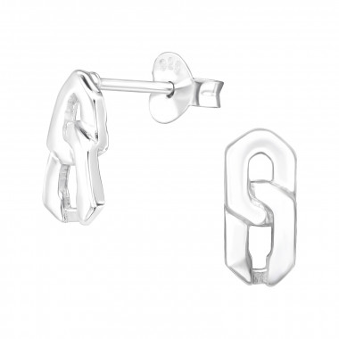 Chain Links - 925 Sterling Silver Simple Stud Earrings SD42043
