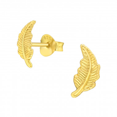 Feather - 925 Sterling Silver Simple Stud Earrings SD42114