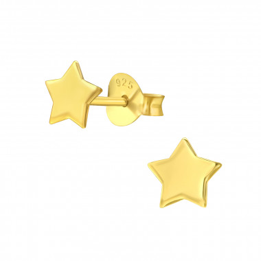 Star - 925 Sterling Silver Simple Stud Earrings SD42115