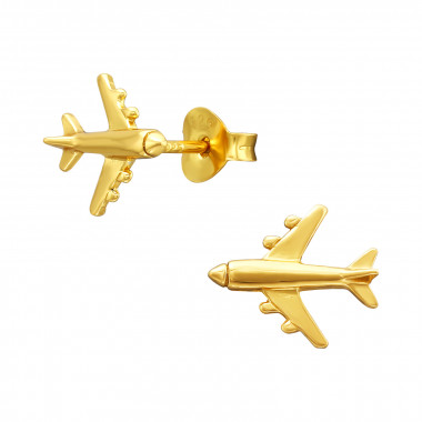 Airplane - 925 Sterling Silver Simple Stud Earrings SD42120