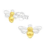 Bee - 925 Sterling Silver Simple Stud Earrings SD42142