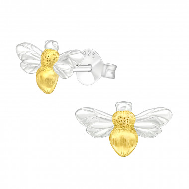 Bee - 925 Sterling Silver Simple Stud Earrings SD42142