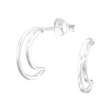 Moon Half Hoop - 925 Sterling Silver Simple Stud Earrings SD42161