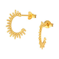 Half Hoop Sun Rays - 925 Sterling Silver Simple Stud Earrings SD42163 Half Hoop Sun Rays - 925 Sterling Silver Simple Stud Earrings SD42163
