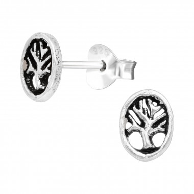 Tree Of Life - 925 Sterling Silver Simple Stud Earrings SD42245