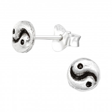 Yin And Yang - 925 Sterling Silver Simple Stud Earrings SD42249