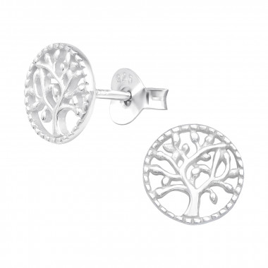 Tree Of Life - 925 Sterling Silver Simple Stud Earrings SD42345