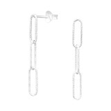 Chain Links - 925 Sterling Silver Simple Stud Earrings SD42407