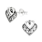 Heart - 925 Sterling Silver Simple Stud Earrings SD42474