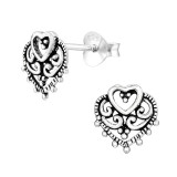 Heart - 925 Sterling Silver Simple Stud Earrings SD42475