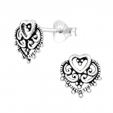 Heart - 925 Sterling Silver Simple Stud Earrings SD42475