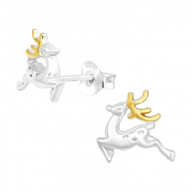 Reindeer - 925 Sterling Silver Simple Stud Earrings SD43297