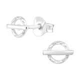 Circle And Bar - 925 Sterling Silver Simple Stud Earrings SD43307