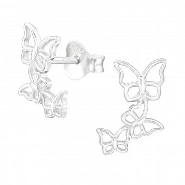 Butterfly - 925 Sterling Silver Simple Stud Earrings SD43351
