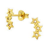 Triple Star - 925 Sterling Silver Simple Stud Earrings SD43415