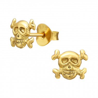 Skull - 925 Sterling Silver Simple Stud Earrings SD43424