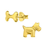 Dog And Bone - 925 Sterling Silver Simple Stud Earrings SD43427