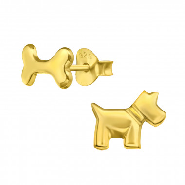 Dog And Bone - 925 Sterling Silver Simple Stud Earrings SD43427