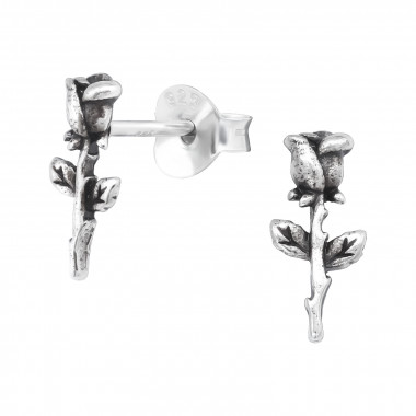 Rose - 925 Sterling Silver Simple Stud Earrings SD43526
