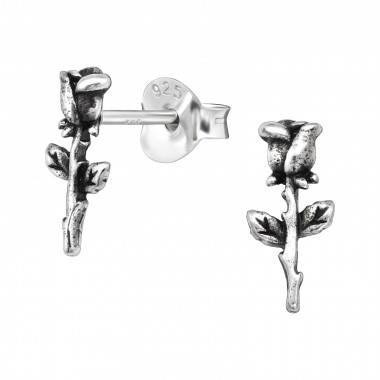 Rose - 925 Sterling Silver Simple Stud Earrings SD43526