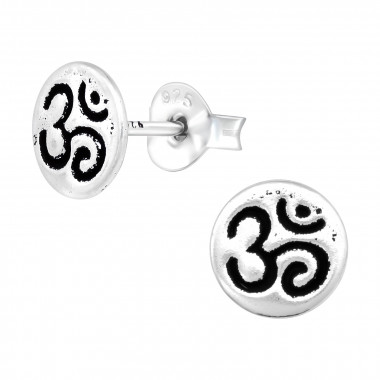 Om Symbol - 925 Sterling Silver Simple Stud Earrings SD43570