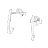 Curved - 925 Sterling Silver Simple Stud Earrings SD44037