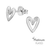 Heart - 925 Sterling Silver Simple Stud Earrings SD44109