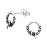 Rope - 925 Sterling Silver Simple Stud Earrings SD44158