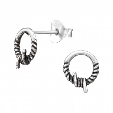 Rope - 925 Sterling Silver Simple Stud Earrings SD44158