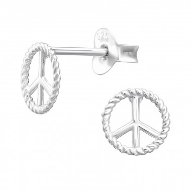 Peace Symbol - 925 Sterling Silver Simple Stud Earrings SD44160