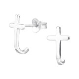 Cross - 925 Sterling Silver Simple Stud Earrings SD44171