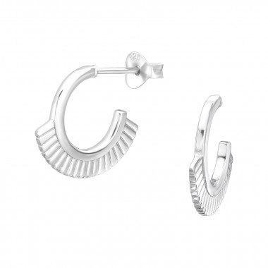 Half Hoop - 925 Sterling Silver Simple Stud Earrings SD44177