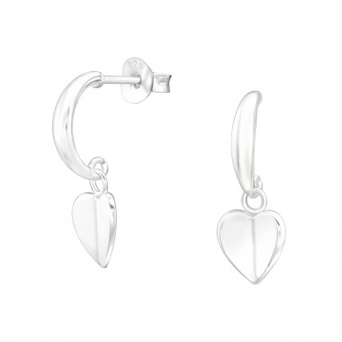 Hanging Heart - 925 Sterling Silver Simple Stud Earrings SD44208