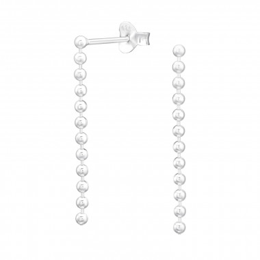 Ball Chain - 925 Sterling Silver Simple Stud Earrings SD44552