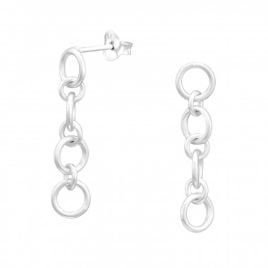 Chain Links - 925 Sterling Silver Simple Stud Earrings SD44556