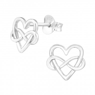 Infinity Heart - 925 Sterling Silver Simple Stud Earrings SD44575