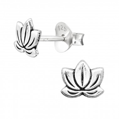 Lotus - 925 Sterling Silver Simple Stud Earrings SD44655