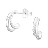 Half Hoop - 925 Sterling Silver Simple Stud Earrings SD44674