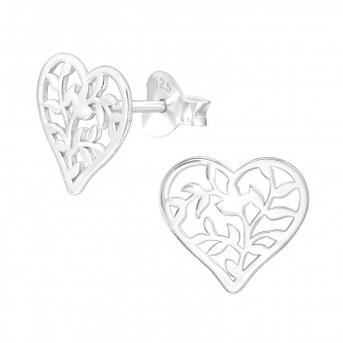 Heart - 925 Sterling Silver Simple Stud Earrings SD44709