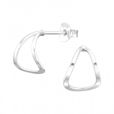 Geometric - 925 Sterling Silver Simple Stud Earrings SD44894