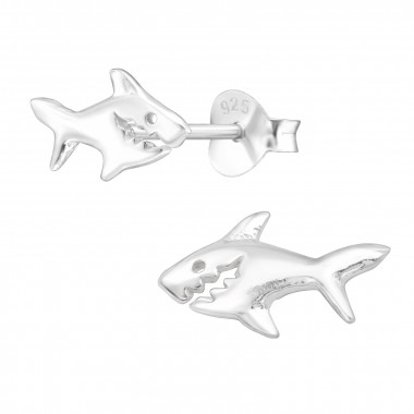 Shark - 925 Sterling Silver Simple Stud Earrings SD44909