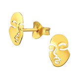 Laser Cut Face - 925 Sterling Silver Simple Stud Earrings SD45123